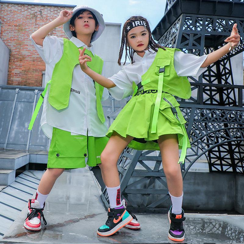 儿童爵士舞服装帅气男童街舞演出服套装女童嘻哈hiphop走秀幼儿潮