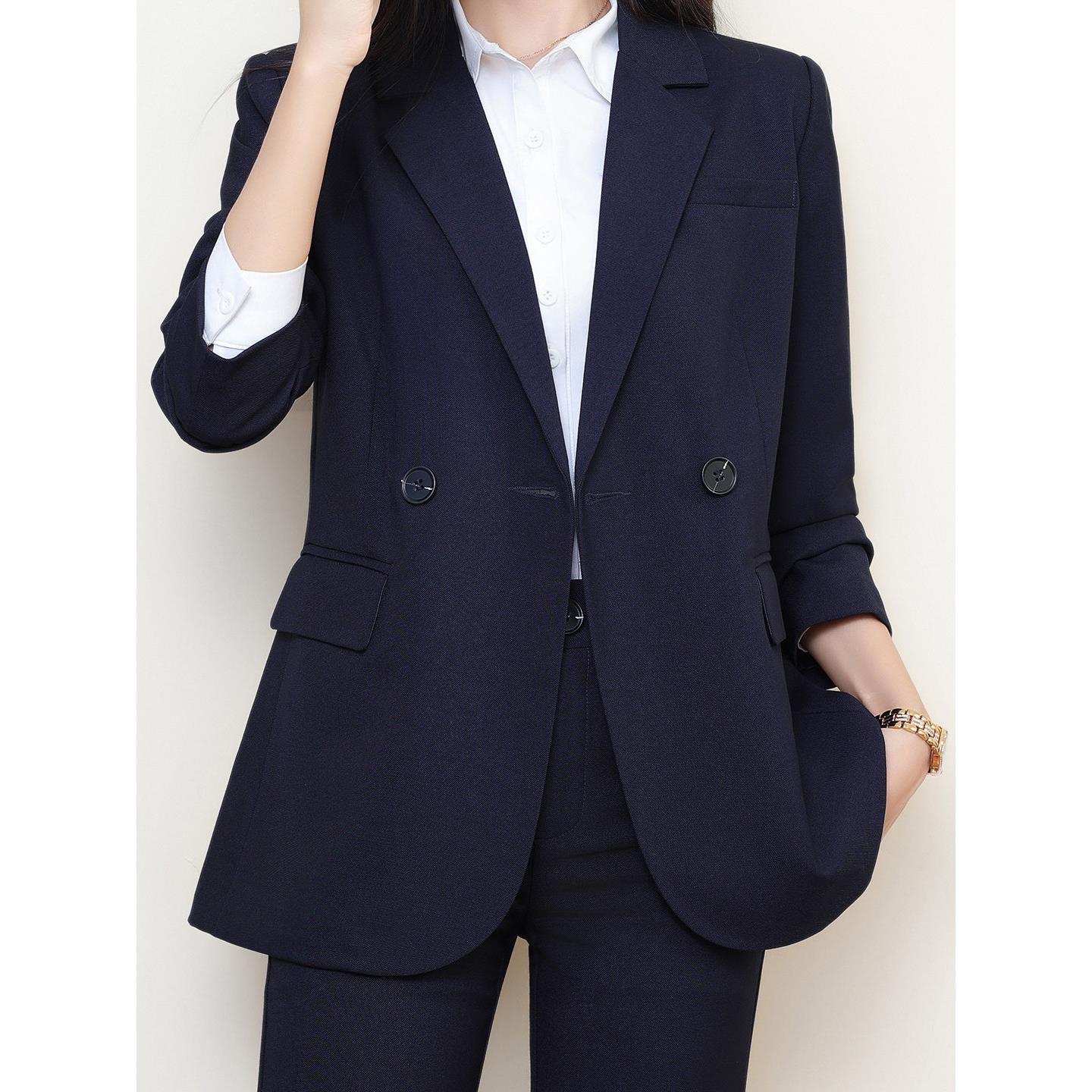 春秋职业西装套装大码胖mm200斤西装外套气质显瘦正装面试西服女