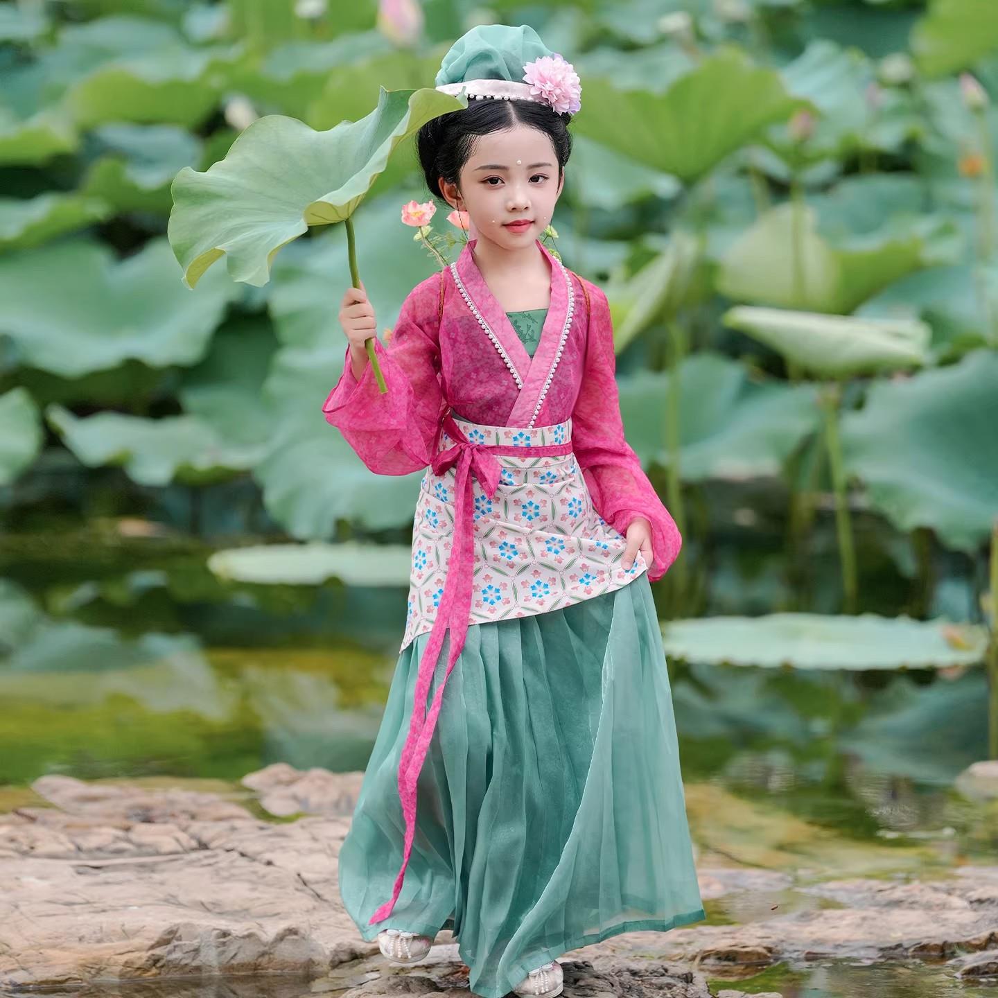 汉服女童宋制中国风古装超仙儿童唐装女宝宝新款春秋装古风表演服