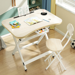 简易写字台 儿童学习桌家用可折叠书桌小学生写作业桌子课桌椅套装