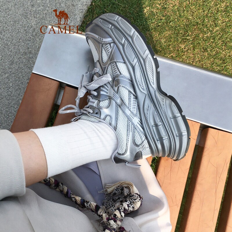 骆驼银月老爹鞋户外休闲鞋2026春夏新款女鞋厚底显高防滑耐磨鞋子
