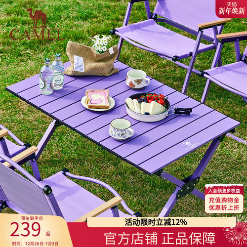 骆驼丁香桌椅套装折叠桌露营紫色