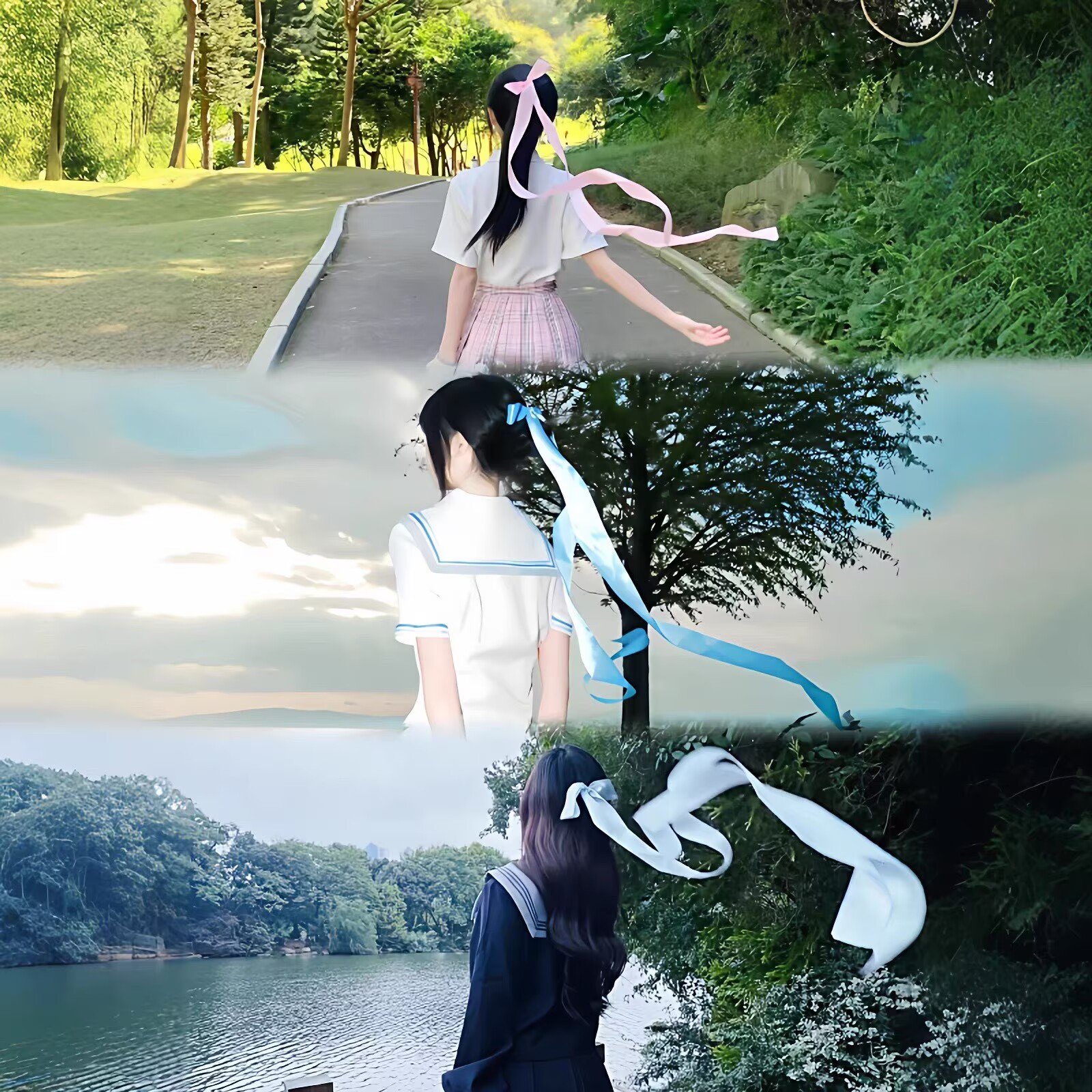 法式超仙蝴蝶结飘带发夹水手服JK配饰女生户外海边拍照头饰鸭嘴夹