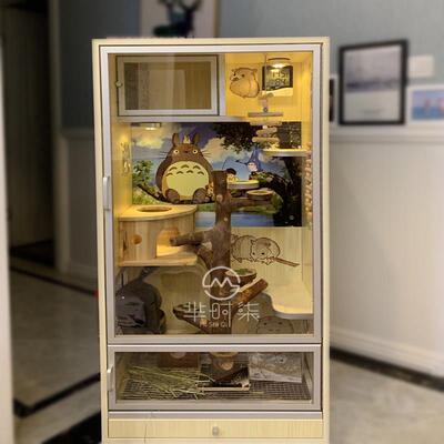 芈时柒龙猫柜子笼防咬实木生态枝板别墅活物GNI物花鼠笼子空调房