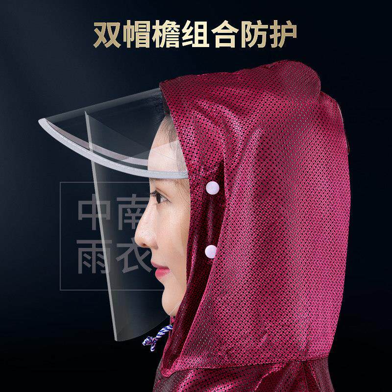 正面中南(雨车家庭母子双人三人雨电动摩衣托长全身雨防骑行雨披