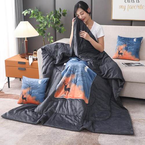 枕被子抱两用车载靠垫多枕功能午休毯HGV午办公室宿舍睡头被夏凉