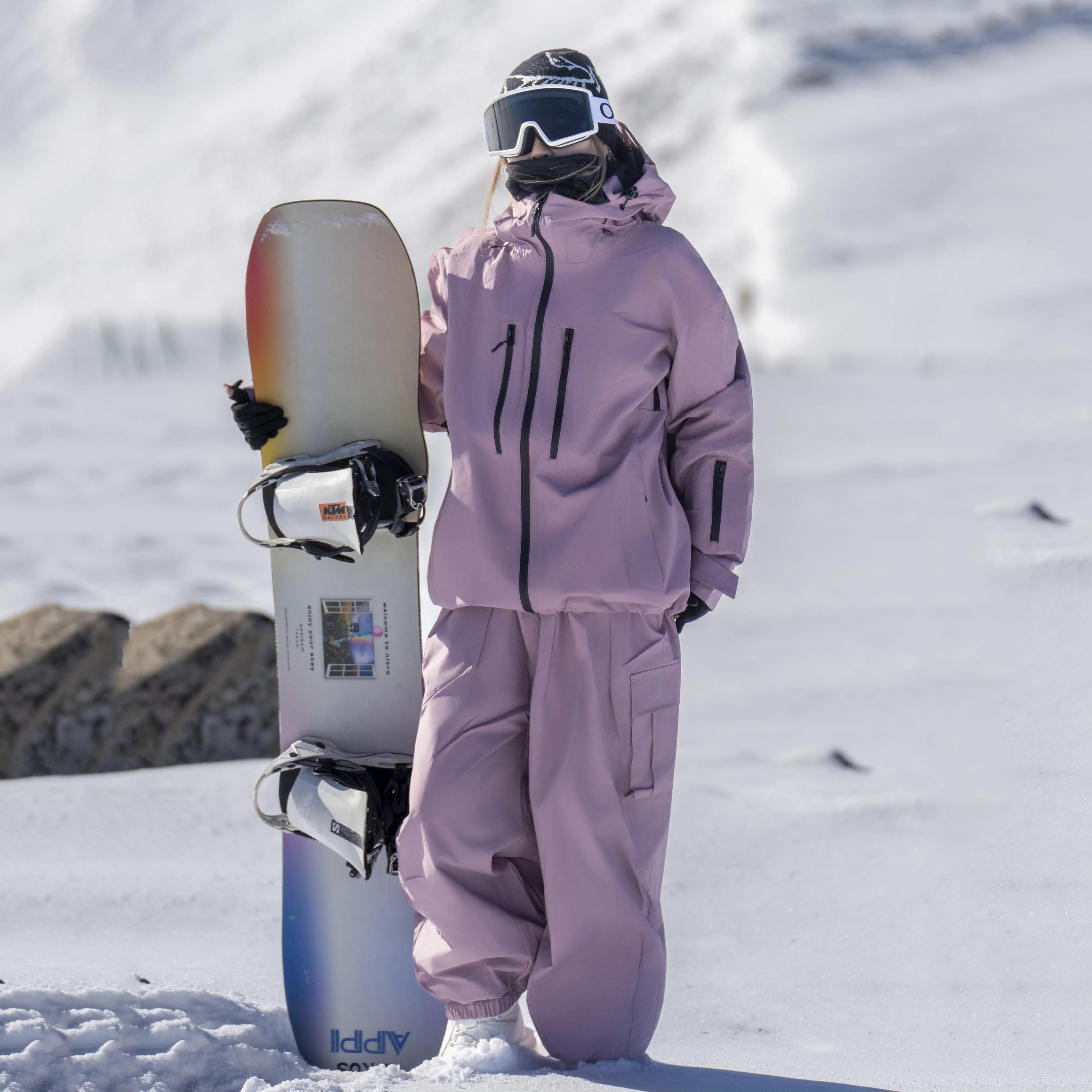 滑雪裤男滑服单上衣女 水L板滑雪服女套装 防雪风防020-212压胶
