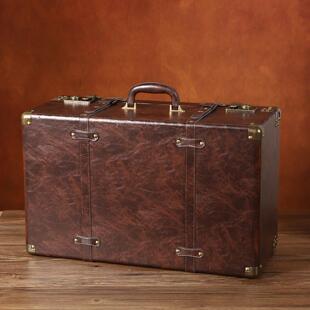 欧式复古古师傅国手收提箱加厚高具级感老式皮箱民储物纳箱子道橱