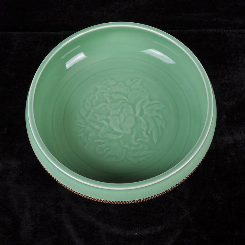 茶缸泉特大号陶瓷笔洗缸龙青件瓷手工洗果盘书桌洗摆文KBO房茶道