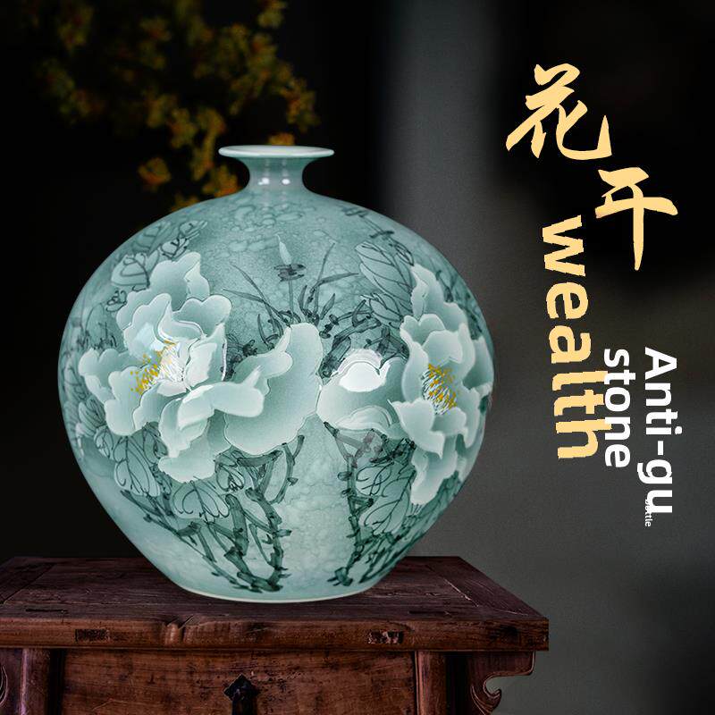 德HP0473镇陶瓷轻装奢绘花瓶石榴瓶家居客景厅手博古架酒柜中式饰