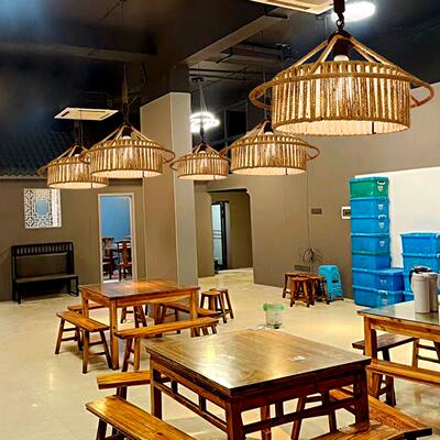 复古彷古业工风怀旧中民宿饭厅吊灯GMD22店用铺商灯罩饭店麻绳式