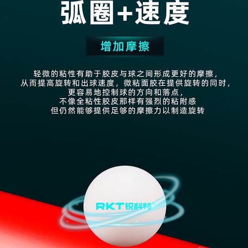 DRJ18圈57锐科特高铂力量乒乓胶皮专绵粘性快业攻型弧高密度蓝海