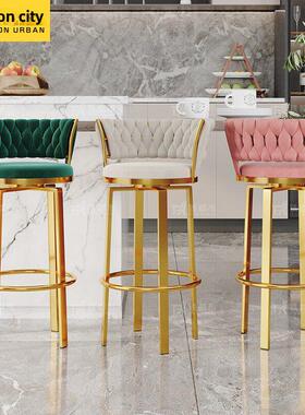 高酒吧椅子设计方师网吧红旋转家靠背酒前台坐圆便豪华无品牌/收