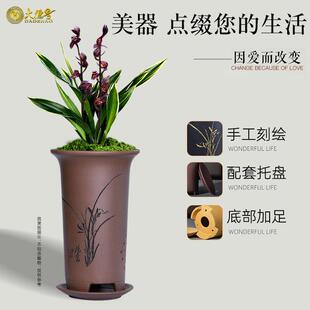 兰花花馨盆兰专用盆20250114栽君紫砂陶瓷子蝴蝶兰蓝草透气带托盘