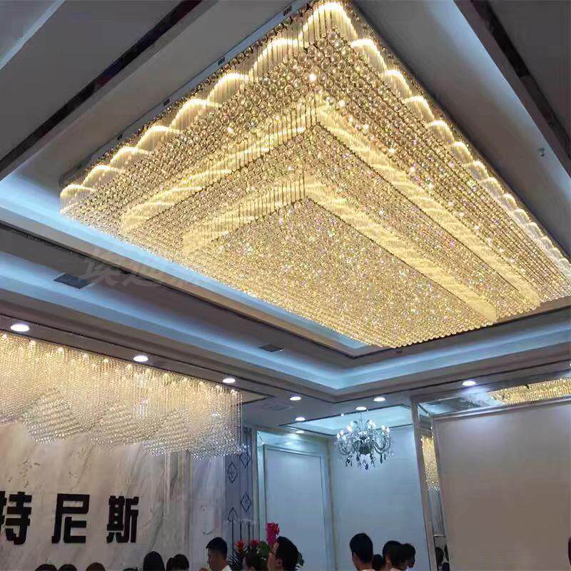 酒灯店大堂大厅大展型样品屋示中心沙盘长方形水晶灯宴工会厅GQF