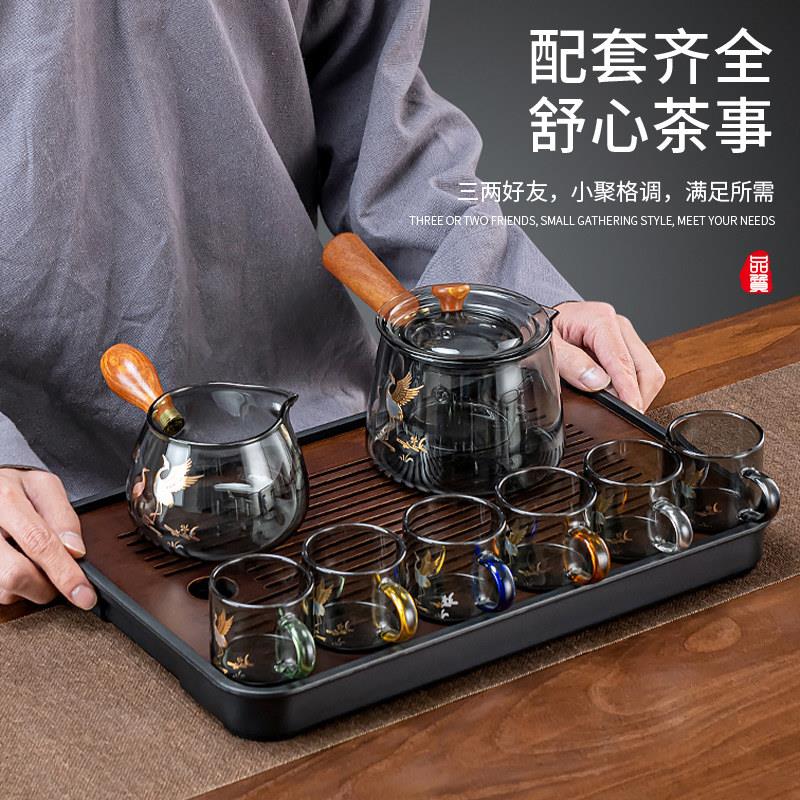 旅行茶具组携式玻璃茶壶茶杯功夫茶泡茶ZYcbyhzj套携可式户外露营