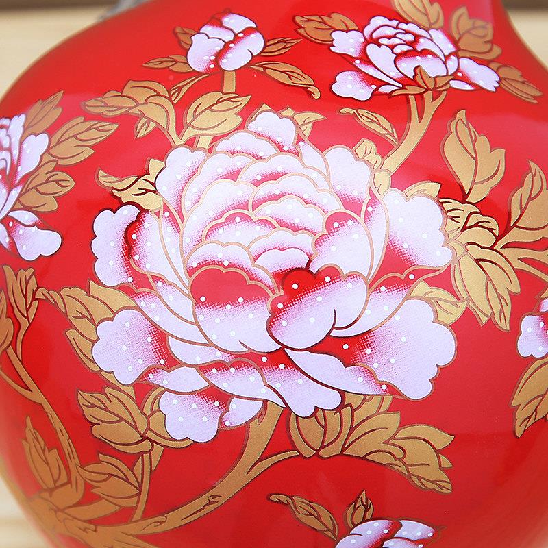 景德镇陶瓷号器大摆中国红色zhongguo花瓶摆件客厅饰装品喜庆结婚