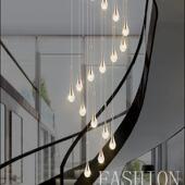 loft挑空长吊灯客MMR楼梯吊别奢墅旋灯转轻灯具覆式 楼厅灯高档水