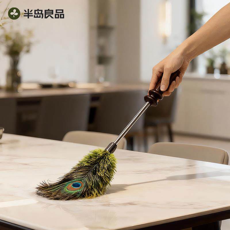 鸡毛掸除子除尘扫灰家用国风桌可伸缩加长面防静电清尘缝隙洁佛尘