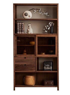 式榆木博中古展示子柜书架茶叶实52448木置物架书柜茶室架多宝架