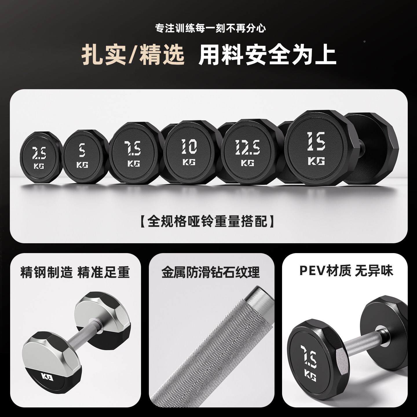 哑铃套装钢组合纯子带架商健身房专用固定包YLTZ2026用胶电镀一套