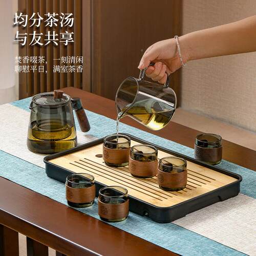 茶玻璃旅行ls202507茶具整套可携式功夫具组户外露营茶杯泡茶壶套