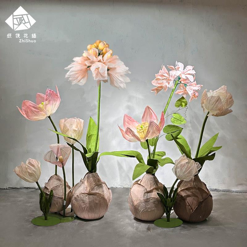 端定场制花仿真水仙花欧根高纱手工立体2024MG-0纱花商广场美陈美