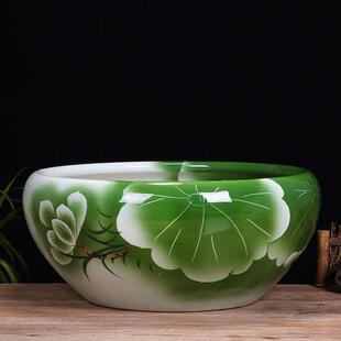 景德镇陶瓷鱼缸手绘桌号招大财金乌鱼龟缸盆睡碗莲252水仙荷面花