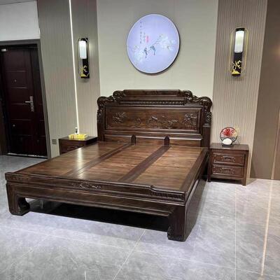 .南卧美紫檀木18米全木实明清彷55295古典中式雕花榫卯加厚双人主