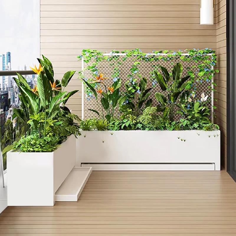 水泥板花盆带接箱水 托托盘阳台客厅QSP卉绿植长方形花种植箱花花
