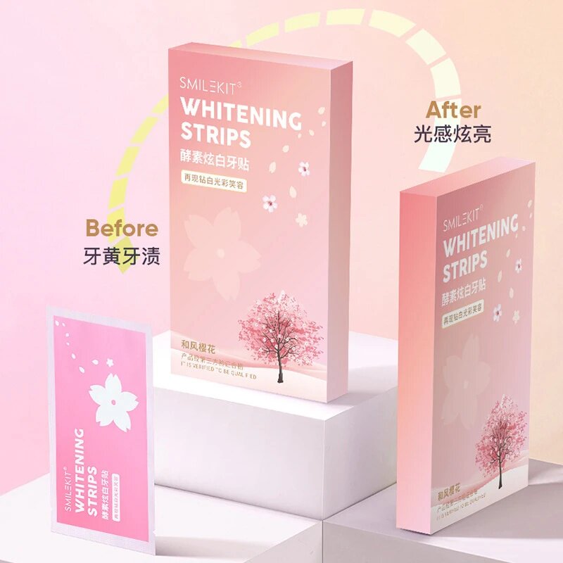 SMILEKIT酵素炫白牙贴和风樱花款去牙黄烟渍洁净牙齿光感炫亮牙贴