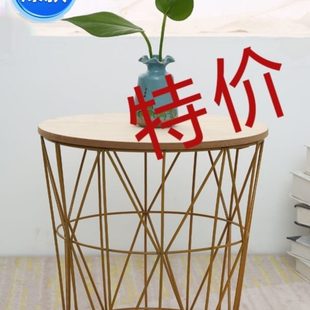 床头柜桌子卧室家用小整装 欧式 异形收纳小茶几圆形网红智能桌原木