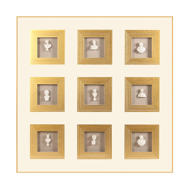 欧式装饰画样板房入门玄关挂画立体人像组合实物画正方形挂画