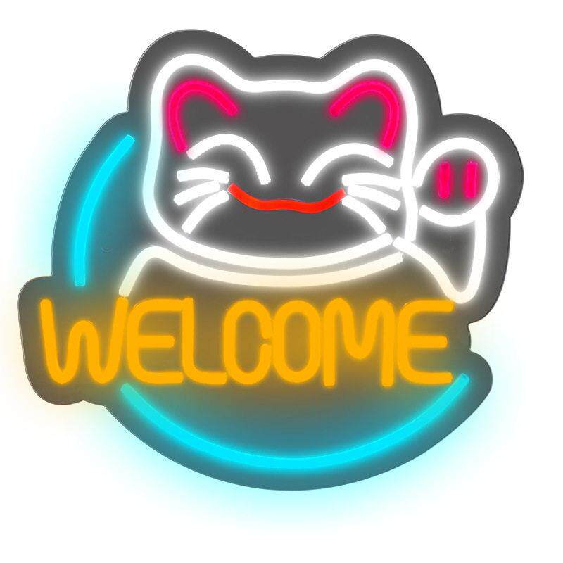 外贸led霓虹灯招财猫造型灯发光字酒吧字母网红墙装饰灯工厂