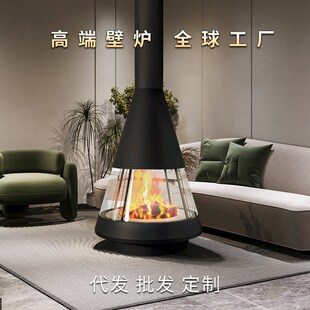 壁炉真火燃木柴碳家用酒店民宿别墅取暖北欧喇叭 现货卡轻雪悬挂式