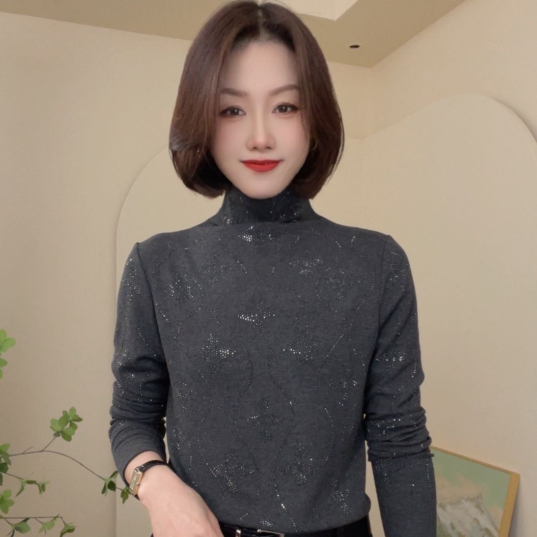 新款洋气半高领女士大码打底衫