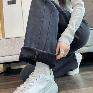 外穿灯芯绒保暖休闲直筒裤 秋冬季 加绒加厚雪尼尔中年妈妈高腰大码