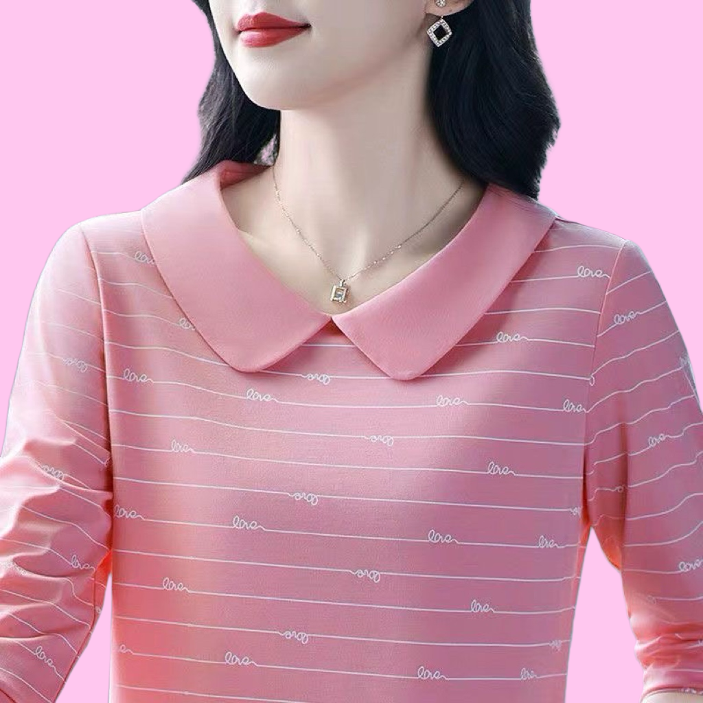 妈妈大码上衣Polo领显瘦打底衫