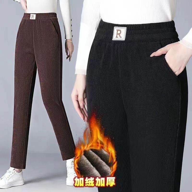 妈妈高腰保暖大码洋气直筒长裤子