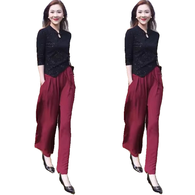 中老妈妈薄款高腰大码显瘦女裤子