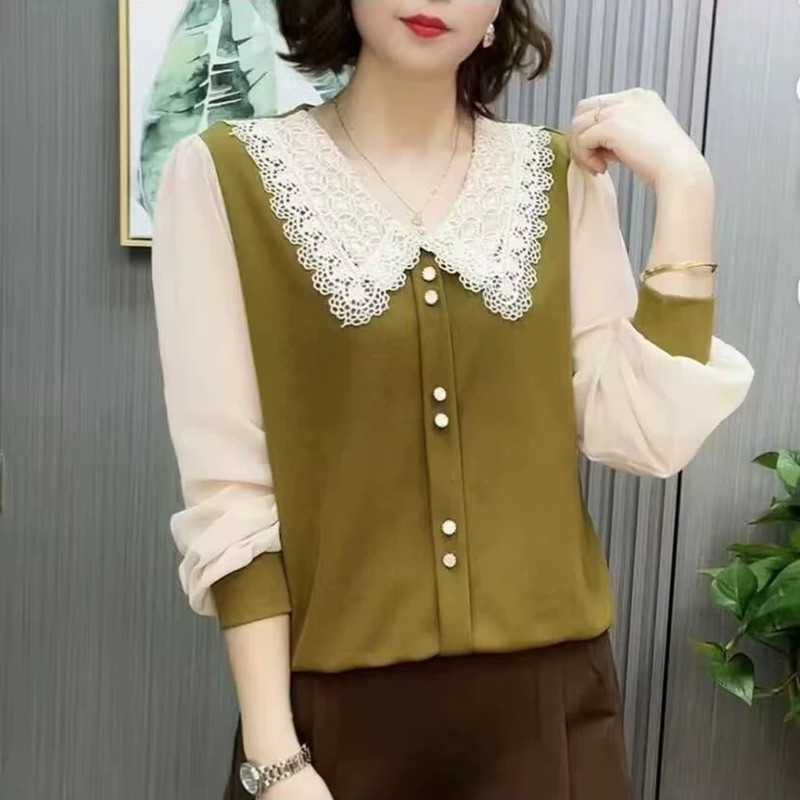 花边娃娃领宽松显瘦打底衫女
