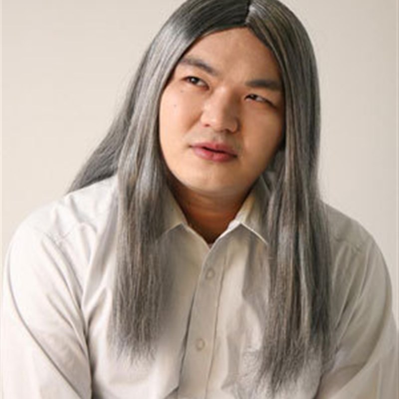 速发中分长 发男 发花白假发 圣节假 搞笑演出发套直 舞台演出