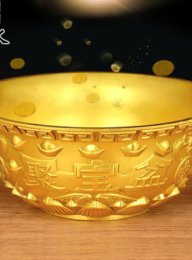 速发招厅铜聚宝盆摆件阁財五福铜盆聚財客 店铺装饰工艺开业礼品