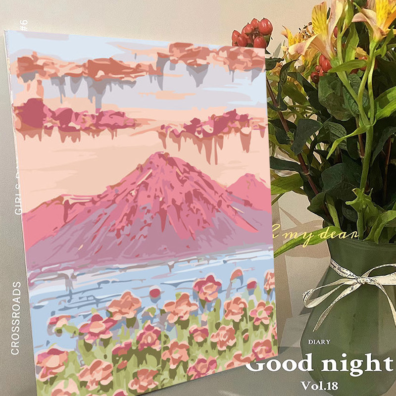 速发数字油画填画治愈涂画颜料手工画充手绘填色礼物油彩涂色风景