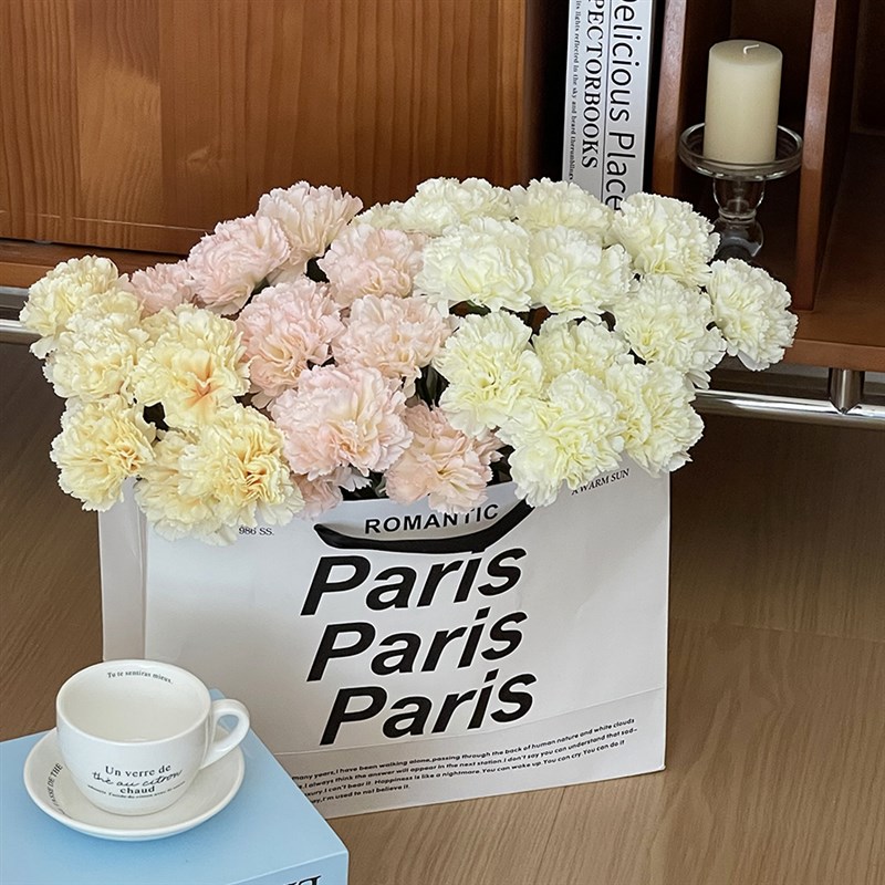 速发厅康乃馨花束干设母亲节送妈妈家居客花装饰餐桌假花摆花摆件