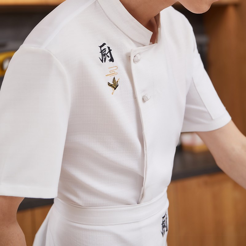 速发中式厨师工作服男夏季印专ogo房饮酒店中餐厅厨餐l用套装