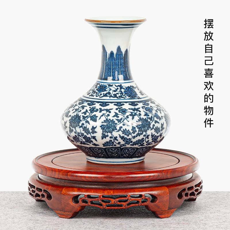 速发红木底座圆形文玩玉石茶壶工艺品摆件底座托花盆花瓶底座实木