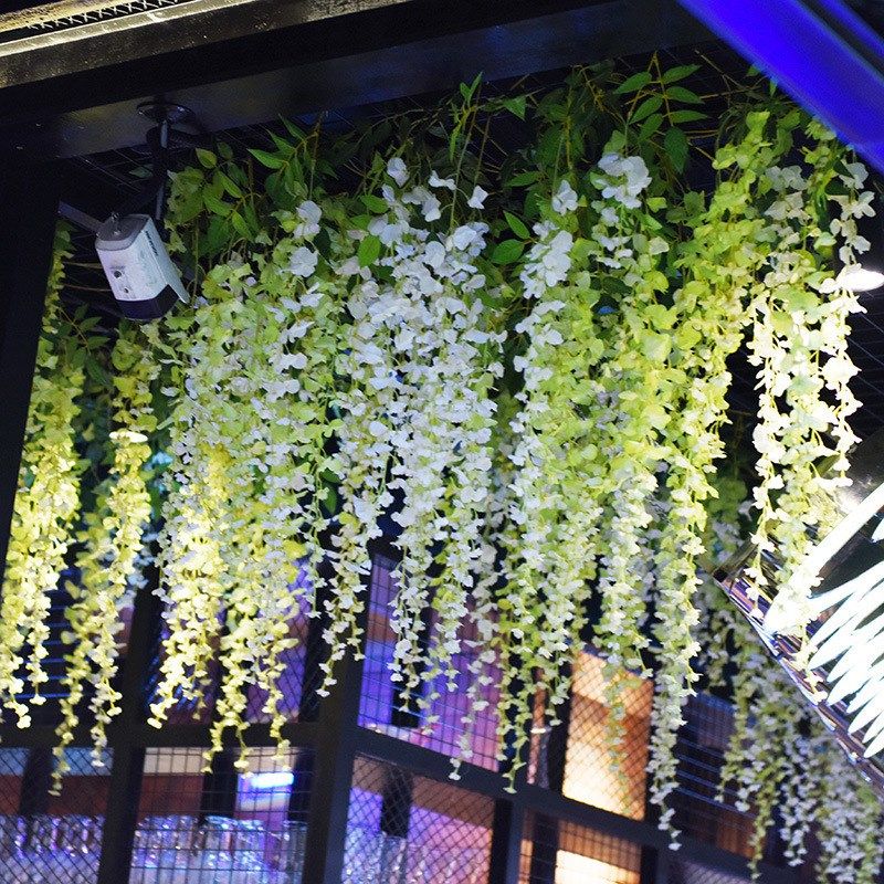 速发20花5假花紫藤条2厅餐藤吊顶植物墙顶店铺室内垂吊房赵之吴