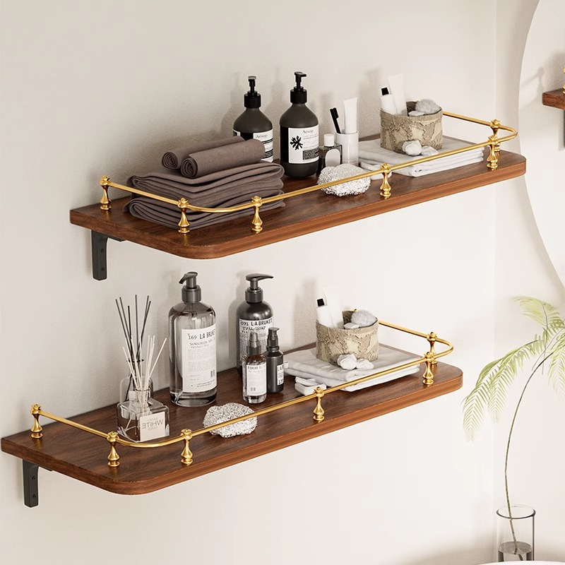 速发墙上示物架一字隔板悬空架子家用装饰展置架实木多层创挂意墙