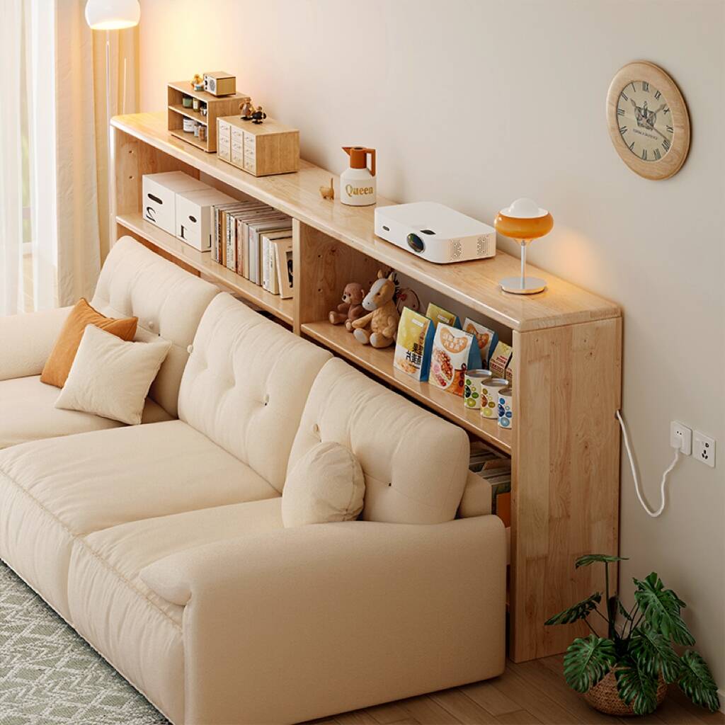 速发实木沙发后置物架家用床墙窄缝收纳架子床头小边靠极窄几尾夹